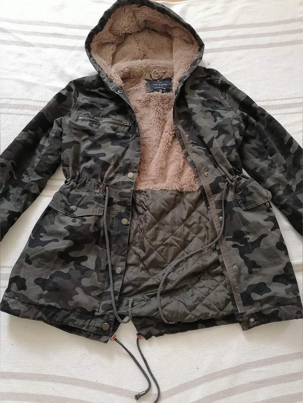 Lucky Brand Olive green camo Faux-Fur Lined Jacket